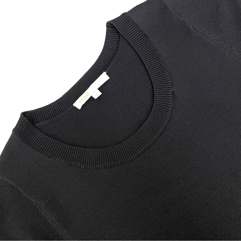 Maje Raliano Pleated Ribbed Knit Dress In Black - Picture 7 of 11
